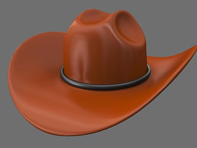 Classic Orange Wide Brim Cowboy Hat With Black Band Design 3d model