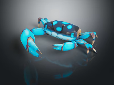 Blue Spotted Crab Sculpture With Vibrant Blue Color And Detailed Decorative Features 3d model