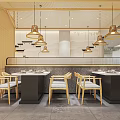 Modern Hot Pot Restaurant Interior Design With Wooden Decor Hanging Lights And Dining Tables