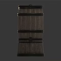 Decorative Ornament Set Including Vintage Wooden Barrel with Metal Hoops for Home Decor