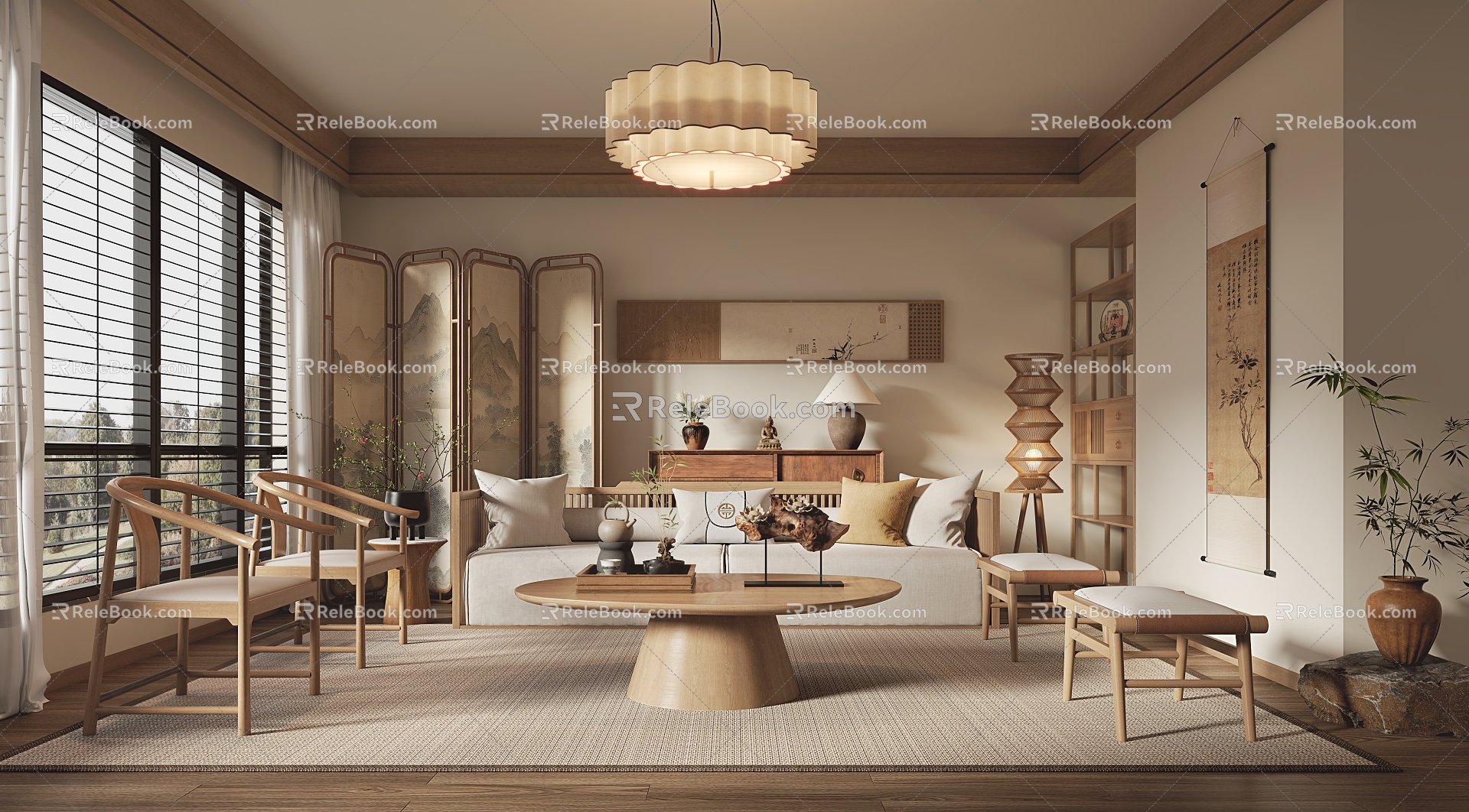 New Chinese Living Room 3d model