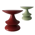 Two Red And Green Modern Side Tables With Layered Stacked Round Base Design 3d model