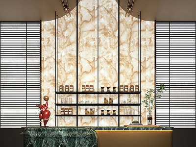 Lobby Water Bar Light Stone Bar model