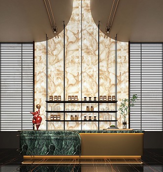 Lobby Water Bar Light Stone Bar 3d model