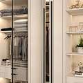 Modern White Wardrobe With Glass Doors And Interior Storage For Hanging Clothes And Folded Garments