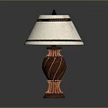Elegant Table Lamp Furniture With White Lampshade Decorative Trim And Brown Twisted Base