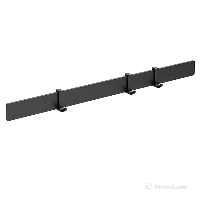 Black Wall Mounted Hook Rack With Multiple Hooks For Home Storage 3d model 