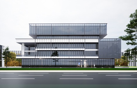 Modern Style Multi-storey Office Building Modern Style Multi-storey Office Building Flat Top Air Greening 3d model