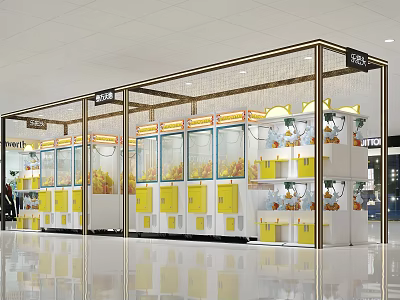 Amusement Park Claw Machine Zone With Bright Setup 3d model
