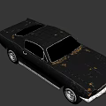 Vintage Black Muscle Car With Classic Body Design And Lit Headlights