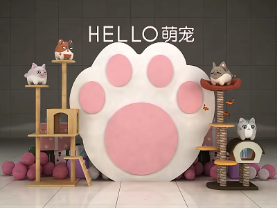 Cartoon cat claw cat climbing rack product display display beauty Chen 3d model
