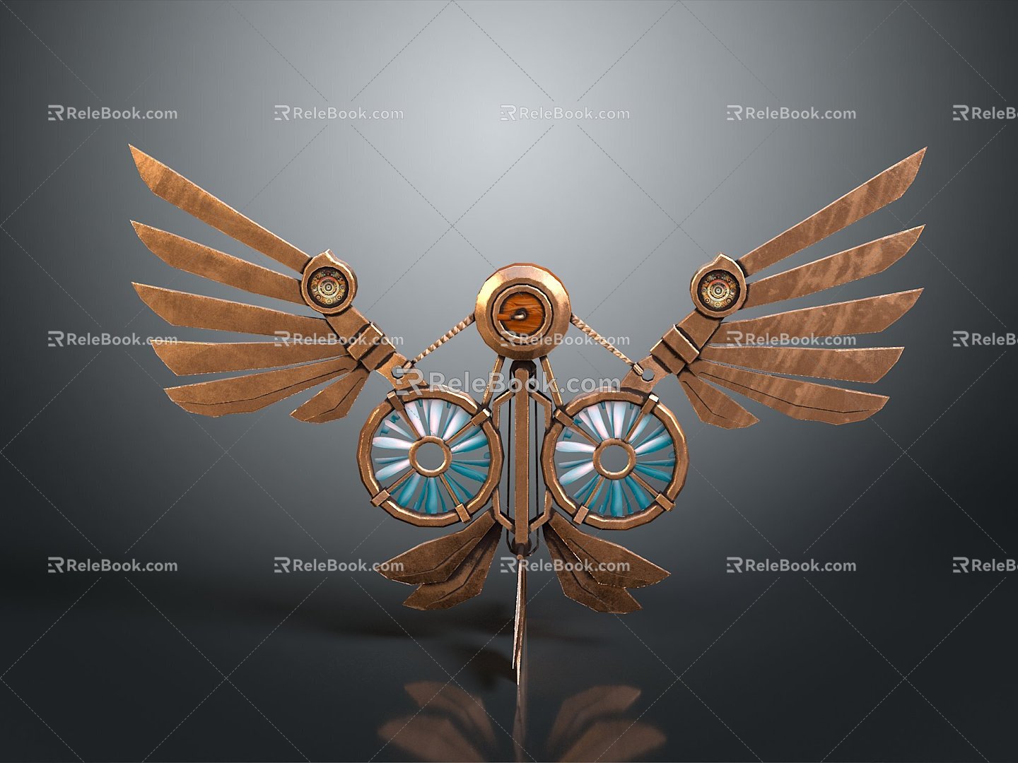 Modern steampunk bird mechanical bird wings angel wings 3d model