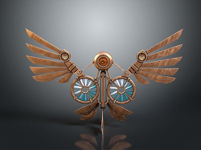 Modern steampunk bird mechanical bird wings angel wings 3d model