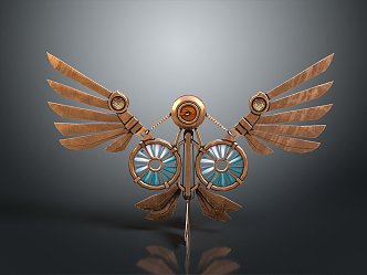 Modern steampunk bird mechanical bird wings angel wings 3d model