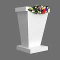 White Podium With Colorful Flower Arrangement And Simple Design