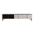 Modern TV Stand With Marble Top And Two Tone Cabinet Doors