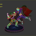 Batman Superman Action Statue In Battle Pose With Blue Costume Red Cape Black Armor