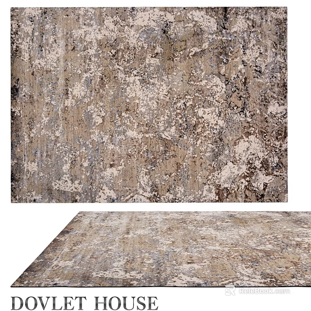 Square Rug With Abstract Neutral Pattern And Textured Design For Living Room 3d model 
