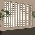 Modern Grid Partition With Sunlight Filtering And Indoor Plants In Interior Design 3d model