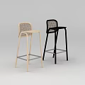 Tech Exhibition Hall Displaying Modern Woven Bar Stools with Metal Frames in Two Tones 3d model