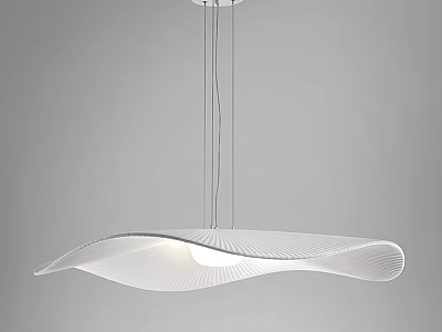 Minimalist Modern White Wavy Chandelier With Undulating Design And Thin Hanging Cords 3d model
