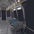 Modern Electric Tram With Illuminated Headlights Running On Elevated Track And Carriages 3d model