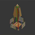 Golden Modern Geometric Tower Structure With Platform And Railings