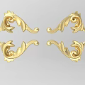 Golden Carved Decorative Ornaments with Curved Patterns for Furniture Decor