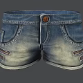 Blue Denim Shorts With Pockets And Button Detail 3d model