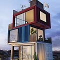 Modern Multi Storey Container Building With Colorful Containers Large Windows And Balconies 3d model