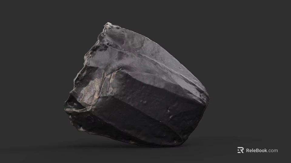 Natural Black Stone Specimen With Rough Texture And Unpolished Surface 3d model 