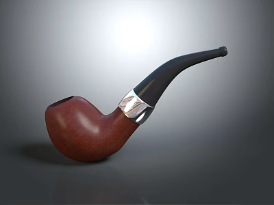 Classic Red Brown Tobacco Pipe With Black Mouthpiece And Silver Accent On Dark Background 3d model