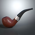 Classic Red Brown Tobacco Pipe With Black Mouthpiece And Silver Accent On Dark Background