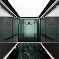 Modern Elevator Corridor With Branded Wall Marble Floor And Handrails 3d model