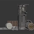 Rocket Launch Vehicle With Engine Components And Satellite Parts