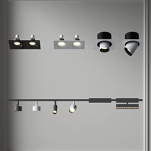 Modern Downlight Spotlight Track Light Embedded Double Hole Downlight Spotlight Mounting Turn Downlight Spotlight Track Magnetic Light Display Exhibition Spotlight Downlight 3d model