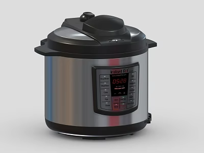 Modern Stainless Steel Electric Pressure Cooker With Digital Display And Control Buttons 3d model