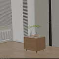 Modern Wooden Nightstand in Bedroom with Books Small Plant and Decorative Accent