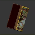 Decorative Wooden Box With Painted Lid Featuring Colorful Fairy Tale Scene And Yellow Border