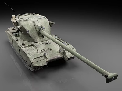 Armored Military Tank With Long Cannon Barrel Tracks And Detailed Design 3d model