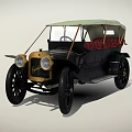 Vintage Classic Car With Soft Top Red Seats And Gold Front Grille