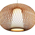 Modern Woven Oval Shaped Pendant Lights Set of Four with Natural Brown Cream Design