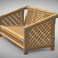 Outdoor Public Bench Made Of Bamboo With Woven Design And Durable Structure