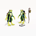 Two Game Anime Green Frog Characters With Cloaks Backpacks Lantern And Book