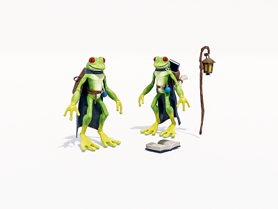 Virtual character humanoid cartoon frog monster 3d model