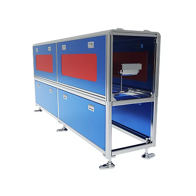 Industrial Equipment With Blue Cabinets Red Panels Silver Frame And White Component 3d model