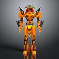 Yellow Mech Robot 3D Model With Detailed Armor And Red Visor Design 3d model