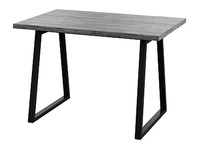 Modern Minimalist Table with Gray Wooden Tabletop and Black Metal Legs 3d model