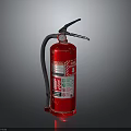 Red Fire Extinguisher With Nozzle Pressure Gauge And Safety Label For Fire Safety