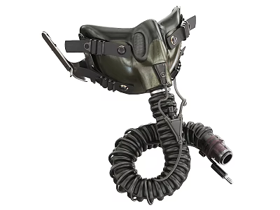 Military Style Respirator Mask With Black Straps Round Lenses And Coiled Tube 3d model